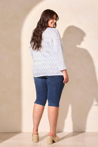 Patterned Two-Way Dolman Top-Sailboat