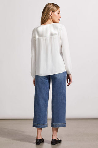 alt view 3 - PEASANT BLOUSE WITH PLEATED YOKE-Eggshell