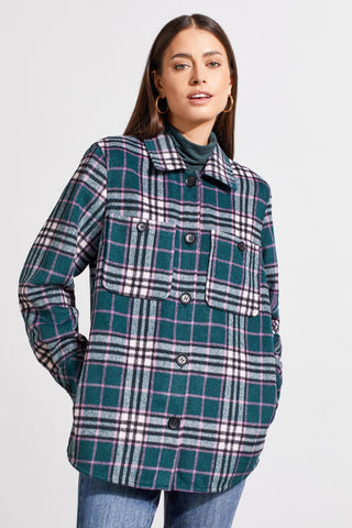 alt view 1 - PLAID SHACKET WITH CHEST POCKET-Alpine green