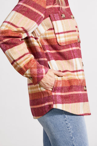 alt view 3 - PLAID SHACKET WITH CHEST POCKET-Cappuccino