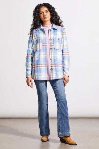 alt view 1 - PLAID SHACKET WITH CHEST POCKET-Periblue