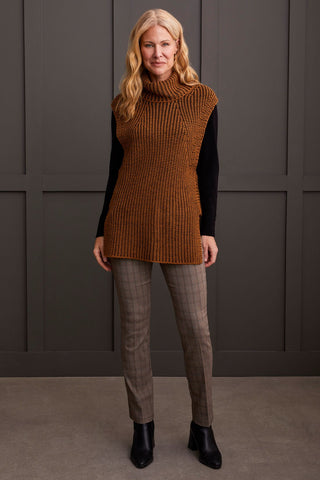 alt view 1 - PLAITED COWL NECK SWEATER-Walnut