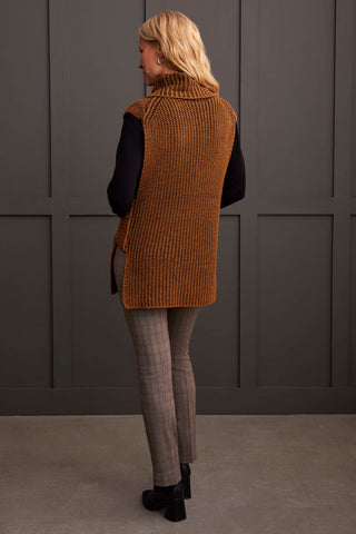 alt view 4 - PLAITED COWL NECK SWEATER-Walnut