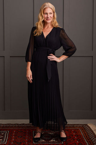 alt view 1 - PLISSE V-NECK MAXI DRESS-Black