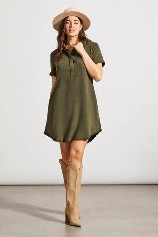 alt view 1 - POP-OVER SHIRT DRESS WITH POCKETS-Olive