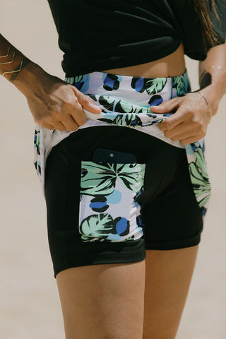 Havana Printed Pull-On Skort With Pockets-Havana