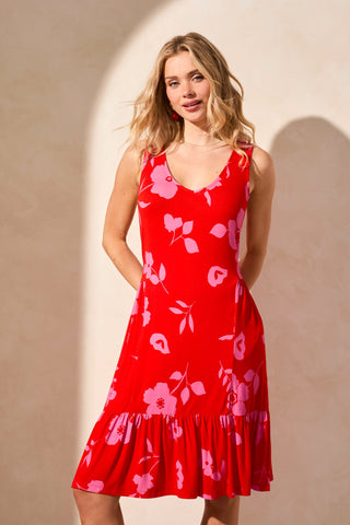 Printed Sleeveless Dress-Poppy