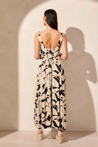 Printed Sleeveless High Low Dress-Safari