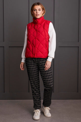 alt view 2 - QUILTED A-LINE PUFFER VEST-Scarlet