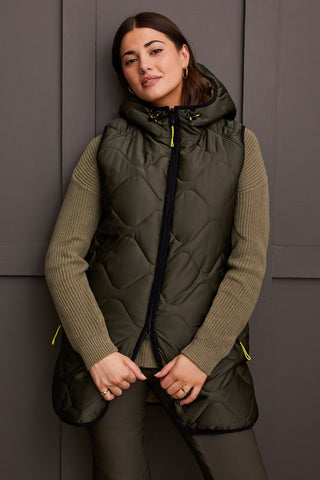 alt view 3 - REVERSIBLE HOODED PUFFER VEST WITH HI-LOW HEM-Spinach