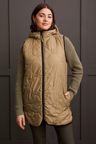 alt view 4 - REVERSIBLE HOODED PUFFER VEST WITH HI-LOW HEM-Spinach