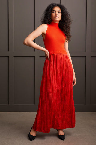 alt view 1 - SLEEVELESS TWOFER MAXI DRESS-Crimson