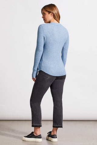 alt view 3 - SOFT WASHED WAFFLE HENLEY TOP WITH BUTTONS-H blue jay