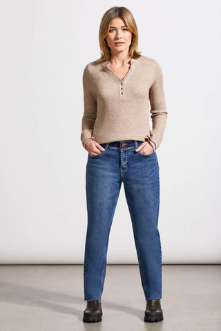 alt view 1 - SOFT WASHED WAFFLE HENLEY TOP WITH BUTTONS-Oatmeal