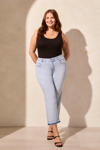 Sophia Curvy Comfort Stretch Micro Flare Crop Jeans-Lt Surf