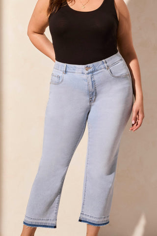 Sophia Curvy Comfort Stretch Micro Flare Crop Jeans-Lt Surf