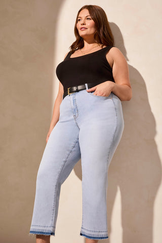 Sophia Curvy Comfort Stretch Micro Flare Crop Jeans-Lt Surf