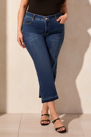 Sophia Curvy Comfort Stretch Micro Flare Crop Jeans-Stormyblue