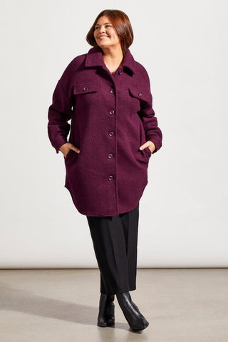 STRETCH BOILED WOOL JACKET-Dark plum