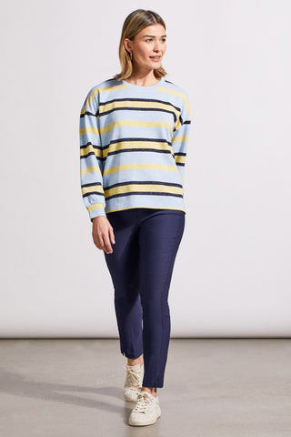 alt view 1 - STRIPE KNIT CREW NECK TOP-Glacier