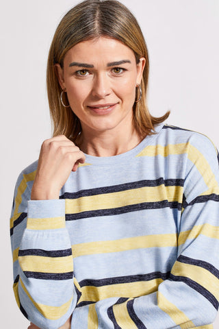 alt view 2 - STRIPE KNIT CREW NECK TOP-Glacier