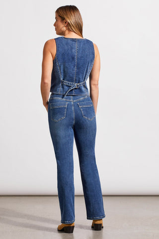 alt view 4 - SUPER STRETCH DENIM VEST WITH BACK BELT-Soft indigo