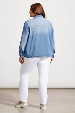 STRETCH DENIM SHIRT JACKET -Blue delight