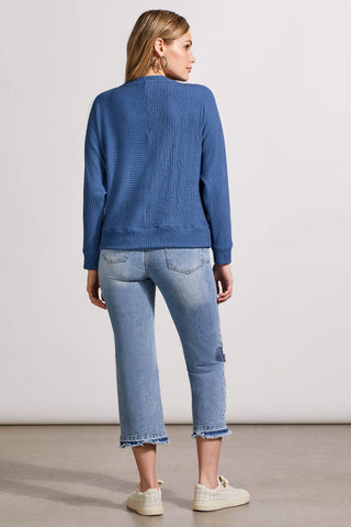 alt view 3 - TEXTURED KNIT DOLMAN SLEEVE TOP-Blue jay