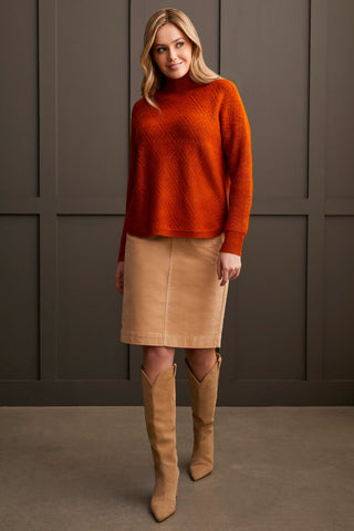 alt view 1 - TEXTURED MOCK NECK SWEATER-Dkdesert