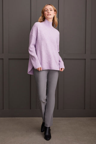 alt view 2 - TEXTURED MOCK NECK SWEATER-Orchid