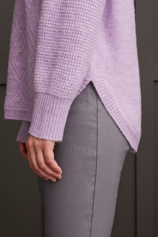 alt view 4 - TEXTURED MOCK NECK SWEATER-Orchid