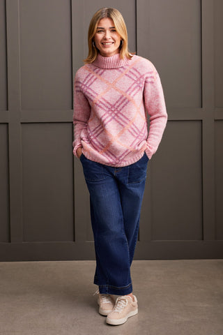 alt view 1 - TURTLENECK INTARSIA SWEATER-Pink lady