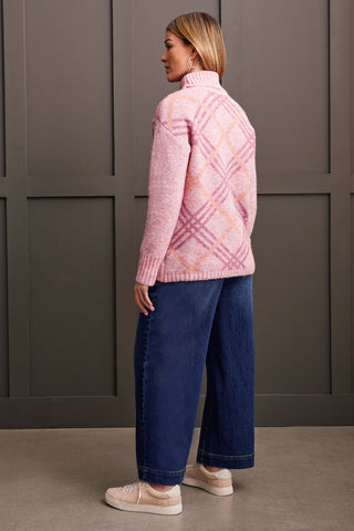 alt view 2 - TURTLENECK INTARSIA SWEATER-Pink lady