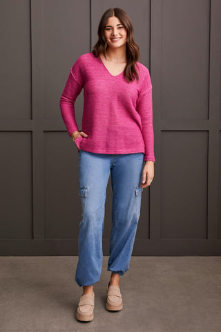 alt view 2 - V-NECK TUNIC WITH SIDE SLITS-Magenta haze