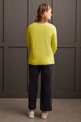 alt view 3 - WIDE CREW NECK TOP WITH SIDE SLITS-Pistachio