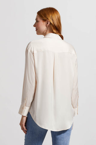 alt view 3 - FLOWY SATIN BUTTON-UP SHIRT-Blush