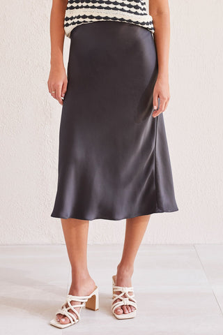 alt view 3 - PULL-ON MIDI SKIRT WITH ELASTIC WAIST-Black