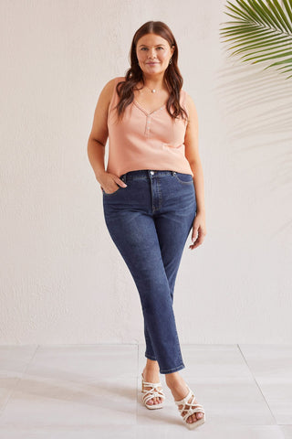 alt view 2 - SOPHIA CURVY ANKLE JEANS-Deepocean